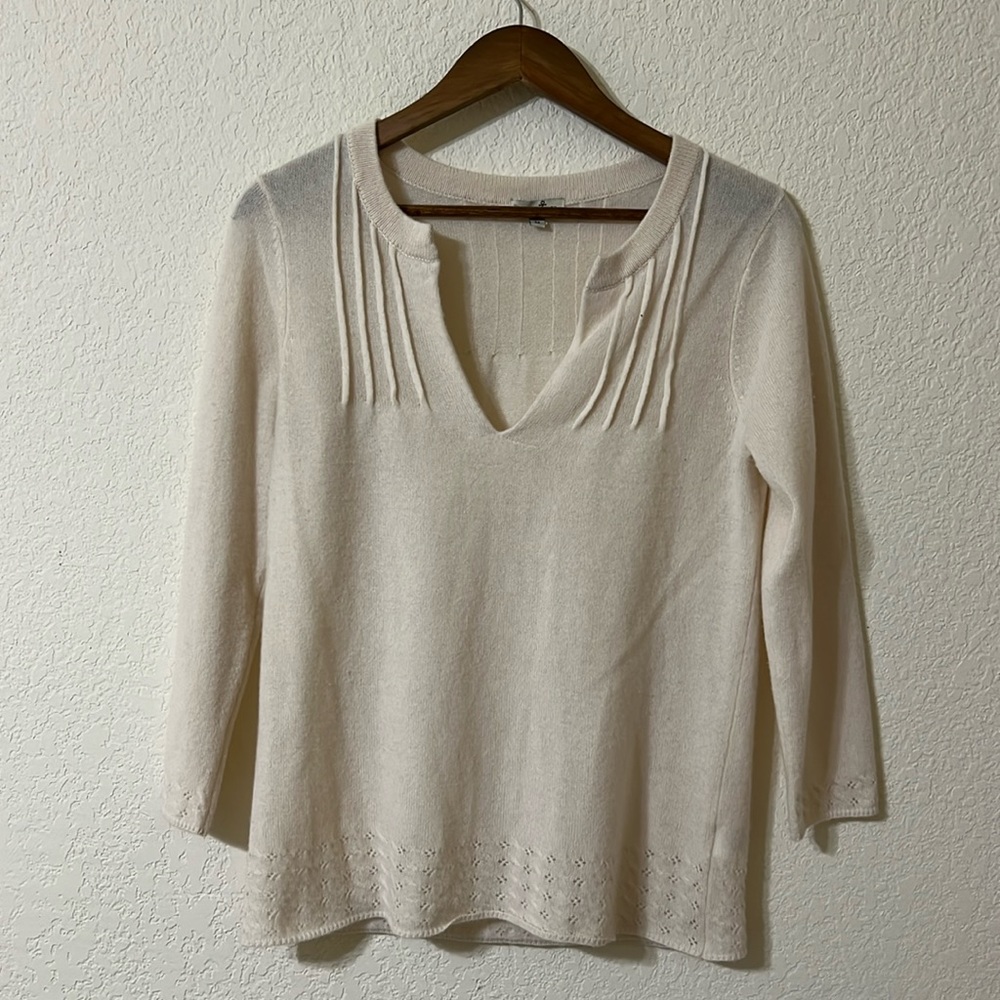 Cortland Park | Pintuck Pleated Cashmere Blouse M